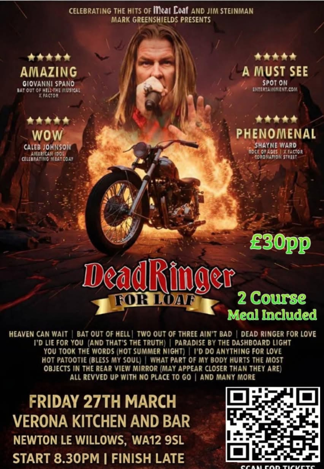 Dead Ringer for Love — Meat Loaf tribute at Verona Kitchen & Bar